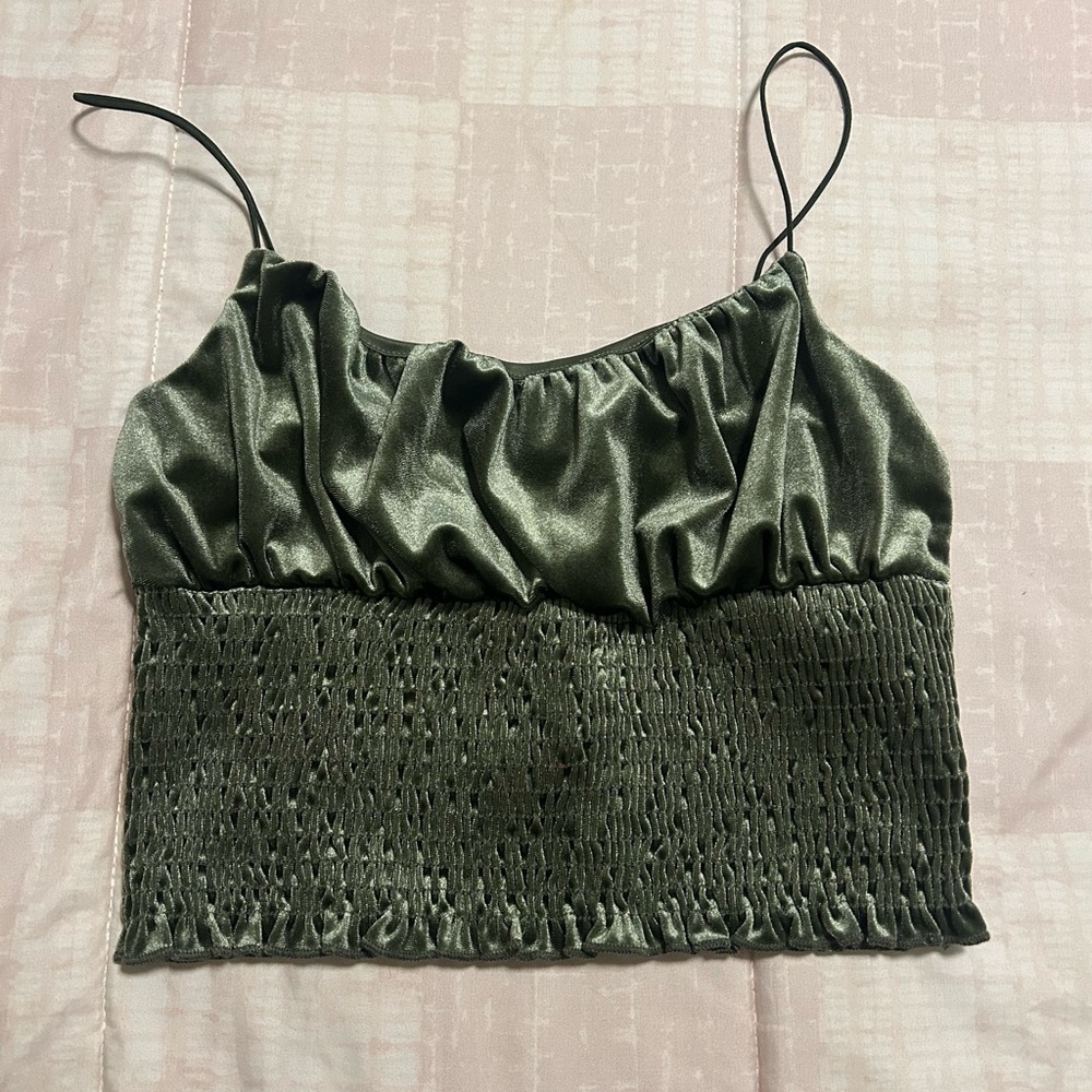 Elegant Green Satin Women's Top